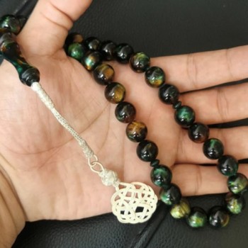 Tassel Green resin Rosary Prayer Beads