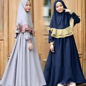 Islamic Muslim Girls Solid Color Abaya