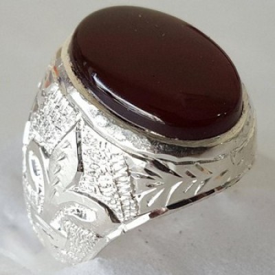 Dark Brown Yemeni Aqeeq Ring Akik